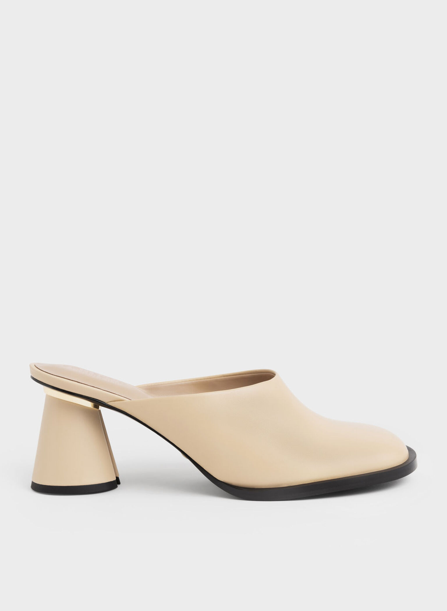 Medina Leather Cylindrical Heel Mules, Sand, hi-res