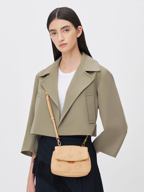Koi Padded Chain Handle Bag, Beige, hi-res