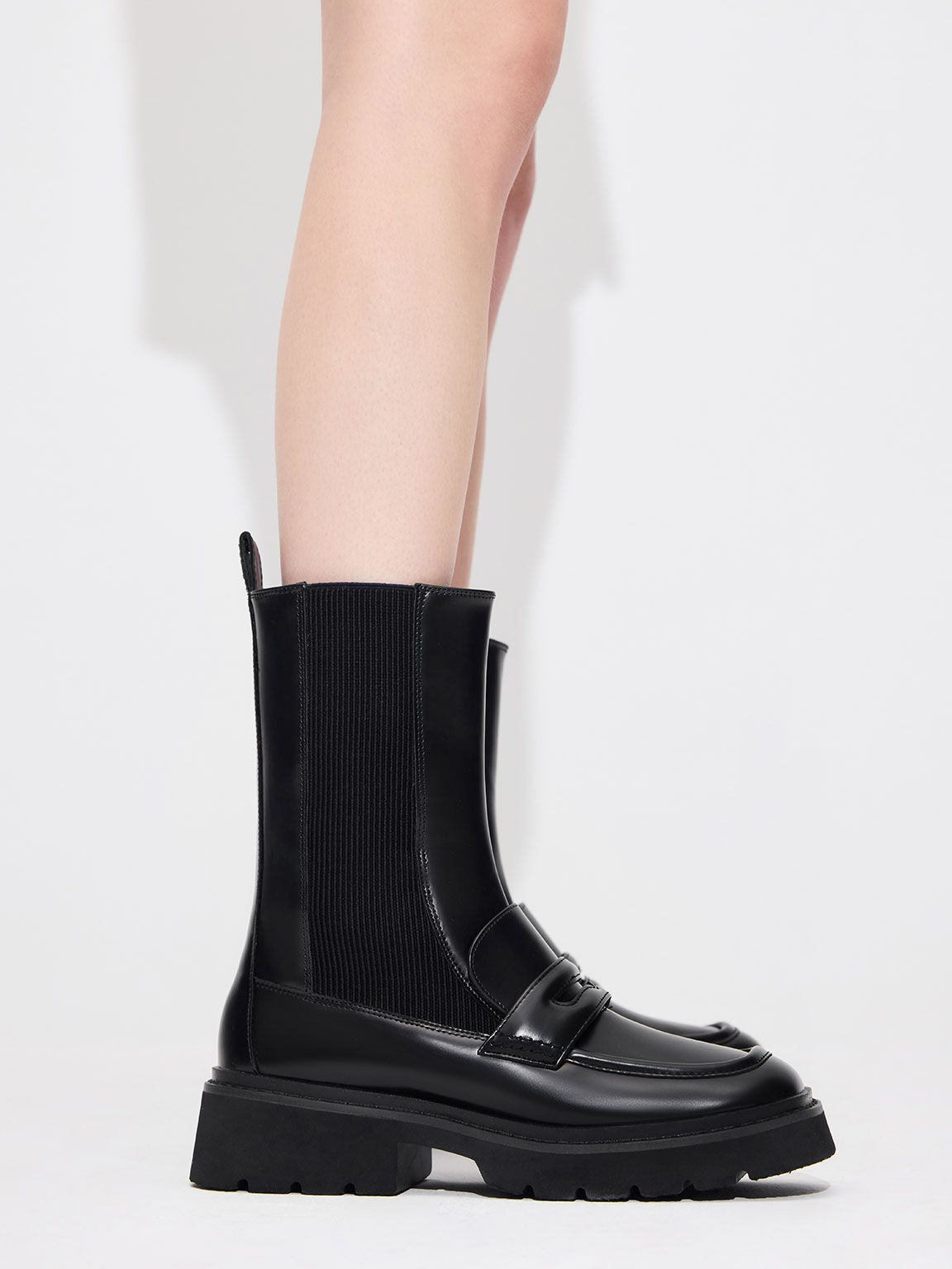Penny Loafer Chelsea Boots, Black, hi-res