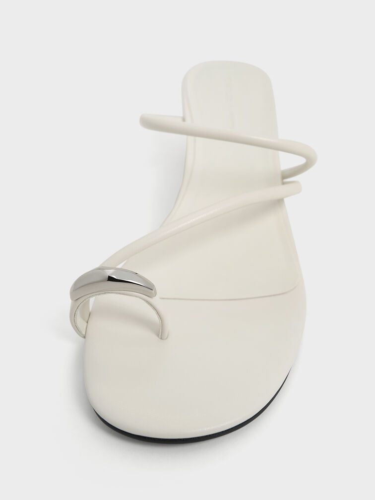 金屬趾環中跟拖鞋, 石灰白, hi-res