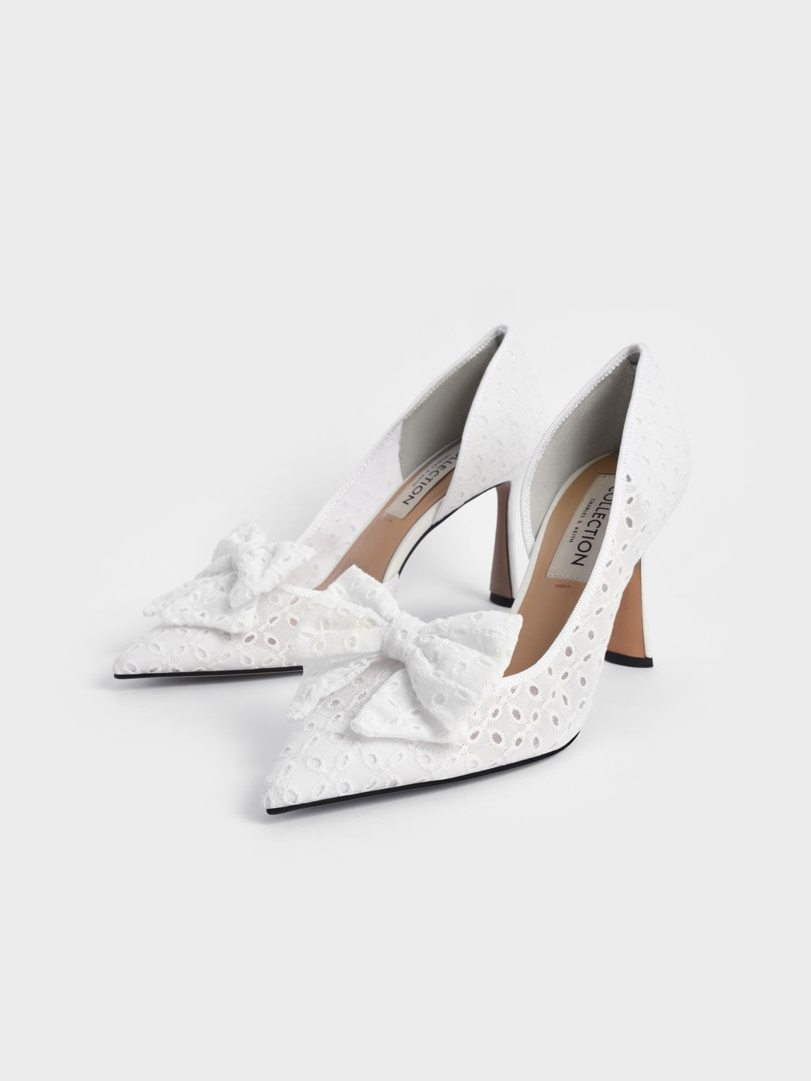 Blythe Broderie Anglaise Half-D'Orsay Pumps, White, hi-res
