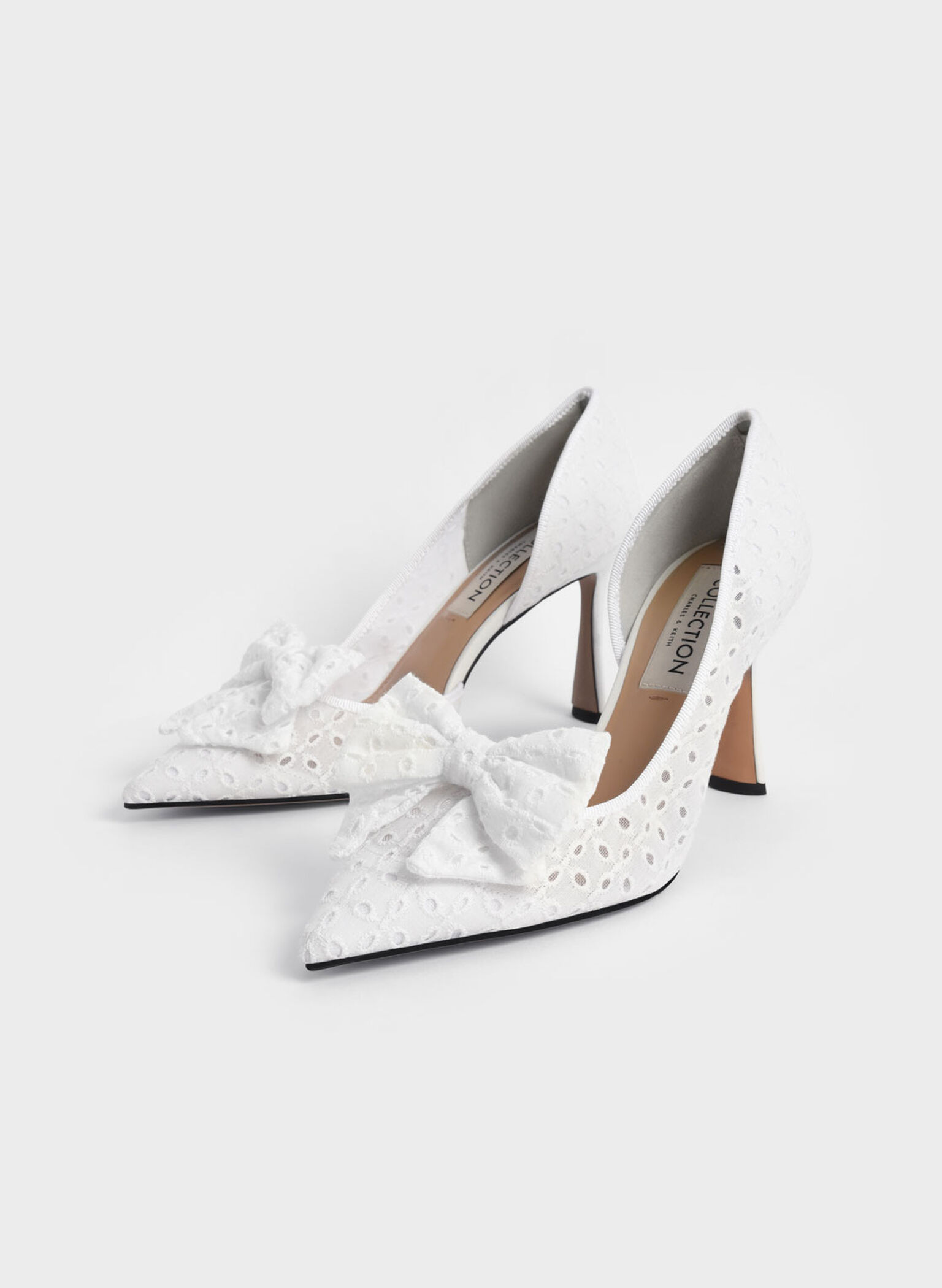 Blythe Broderie Anglaise Half-D'Orsay Pumps, White, hi-res