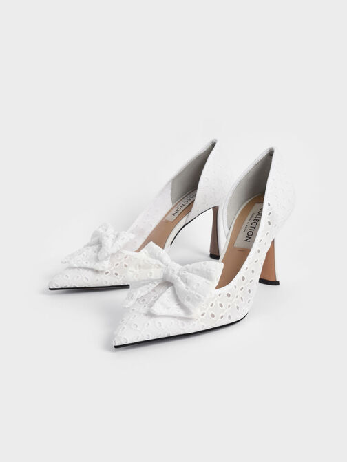 Blythe Broderie Anglaise Half-D'Orsay Pumps, White, hi-res