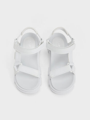 White Girls' Satin Sports Sandals - CHARLES & KEITH US