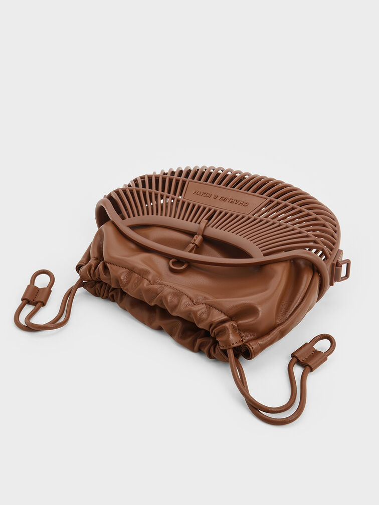 Mini Calypso Fan Curved-Handle Bag, Chocolate, hi-res