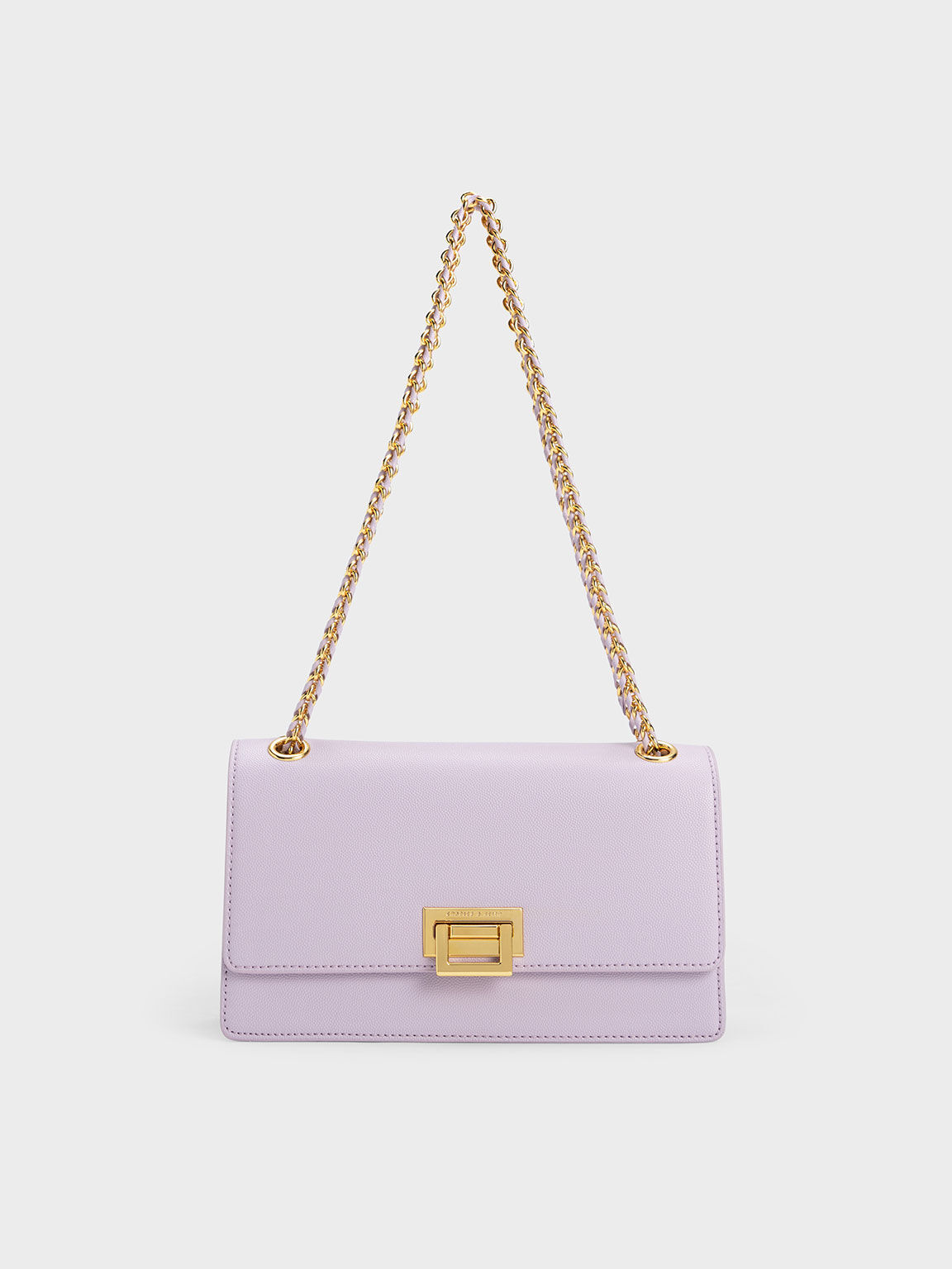 Metallic Accent Front Flap Bag, Lilac, hi-res