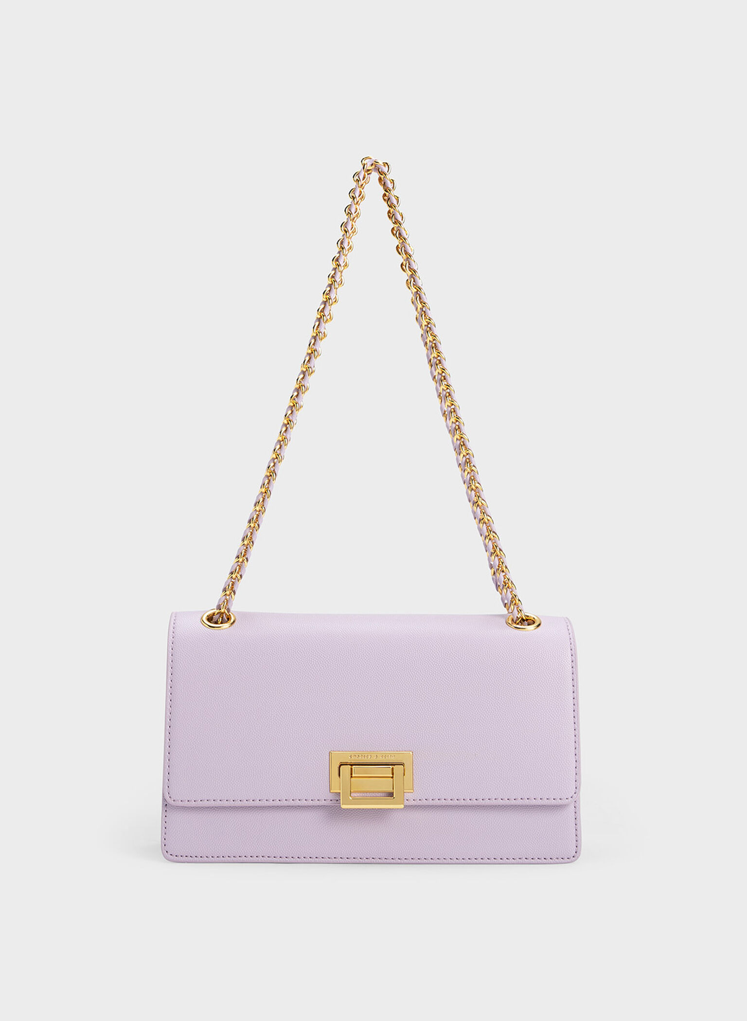 Lilac Metallic Accent Front Flap Bag - CHARLES & KEITH MY