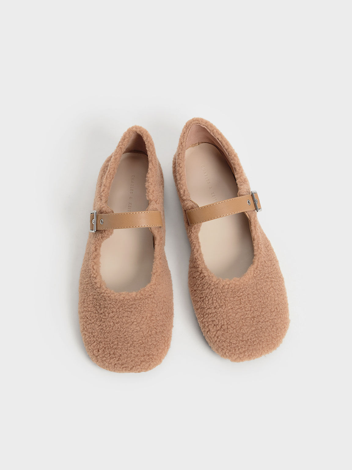 Furry Mary Jane Flats, Camel, hi-res