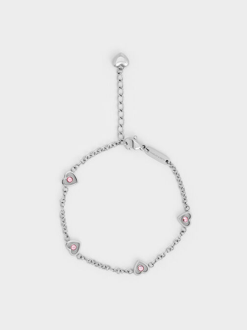 Malorie Crystal Heart Bracelet, Silver, hi-res