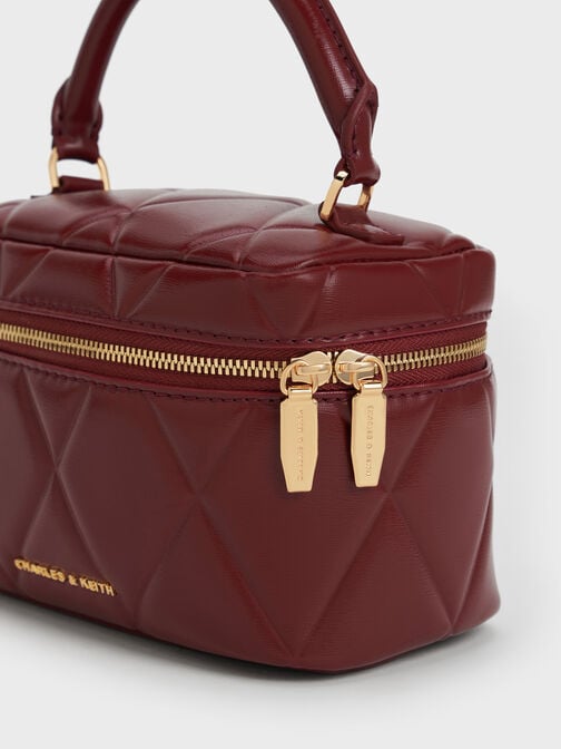 Arwen Quilted Top Handle Vanity Bag, Burgundy, hi-res