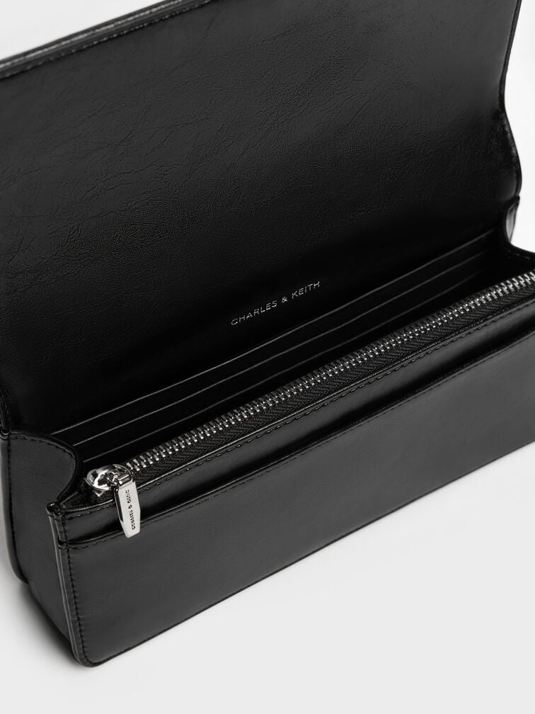 파푸토 스팽글 체인 핸들 롱 월렛, 느와르, hi-res