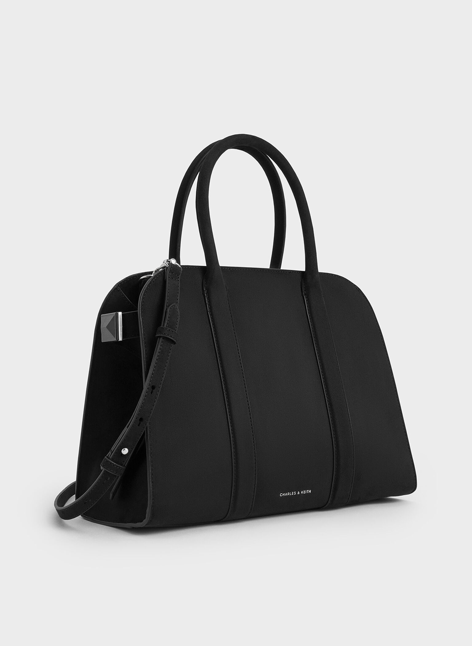 Axel Faux Suede Bowling Bag, Black, hi-res