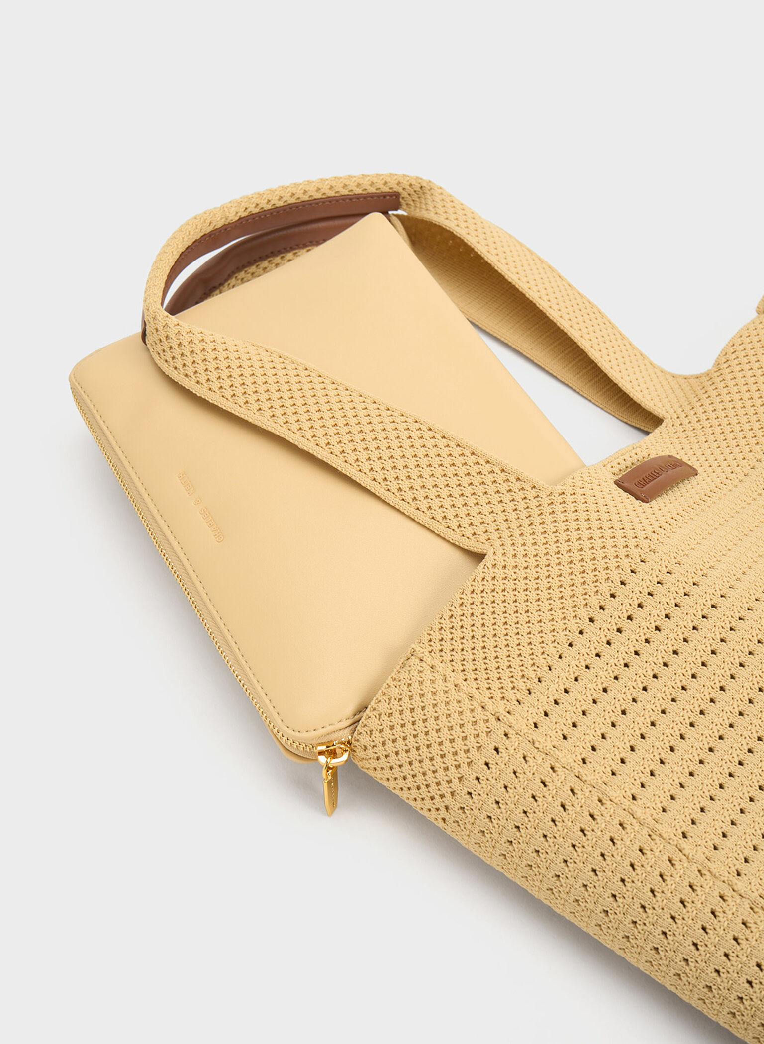 Ida Knitted Tote Bag, Beige, hi-res