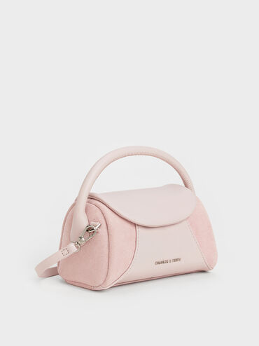 Girls' Nelly Recycled Suede Top Handle Bag, Pink, hi-res