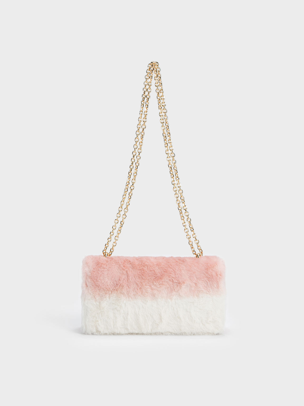 Paffuto Chain Handle Furry Long Wallet, Light Pink, hi-res