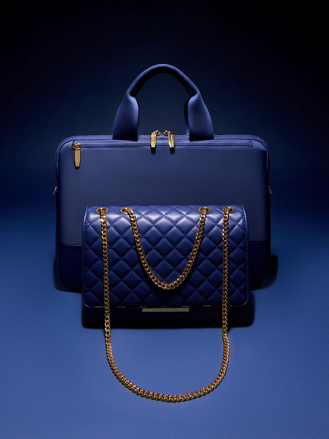 Navy Textured Laptop Bag CHARLES & KEITH BH