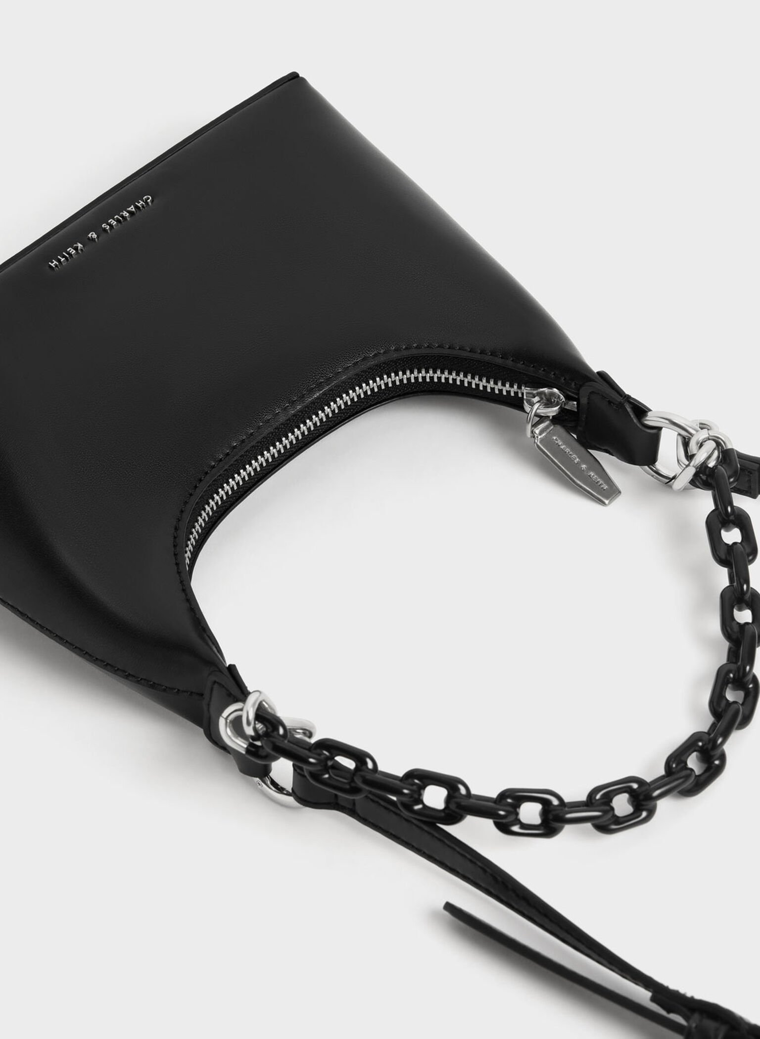 Koi Chain Handle Shoulder Bag, Black, hi-res