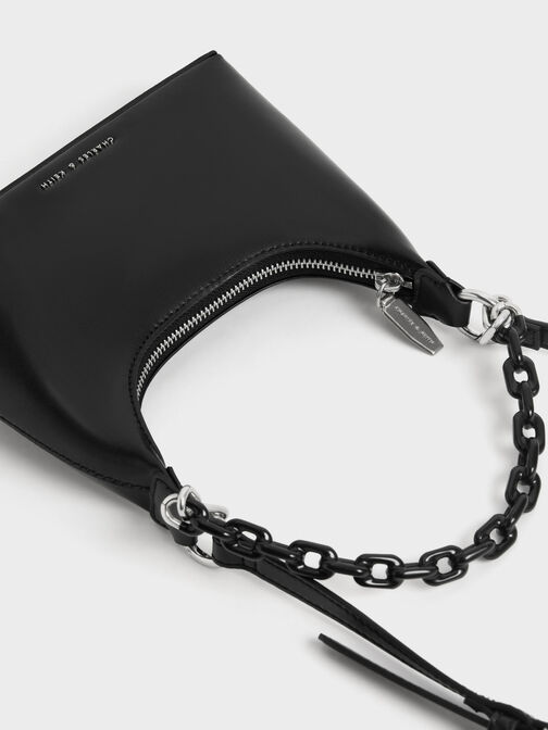 Koi Chain Handle Shoulder Bag, Black, hi-res