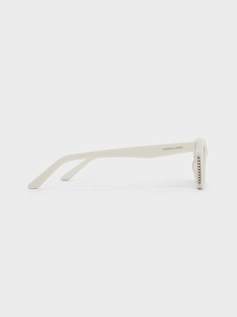 Gafas de sol tipo cat-eye anguladas Vesta, Blanco tiza, hi-res