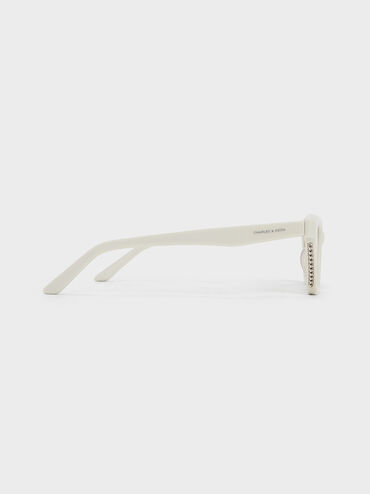 Gafas de sol tipo cat-eye anguladas Vesta, Blanco tiza, hi-res