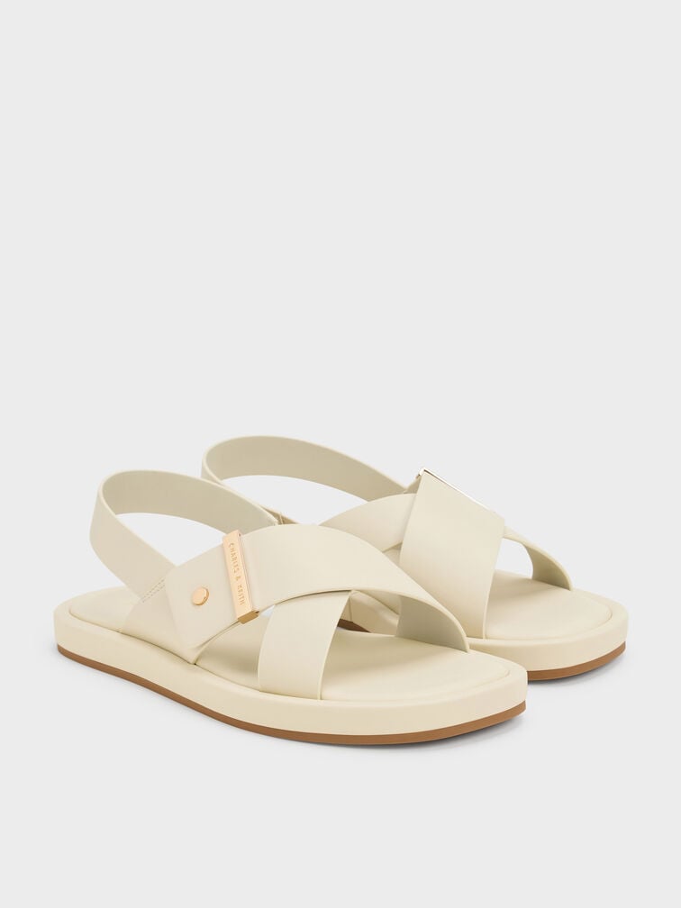 Audra Crossover-Strap Slingback Sandals, Chalk, hi-res