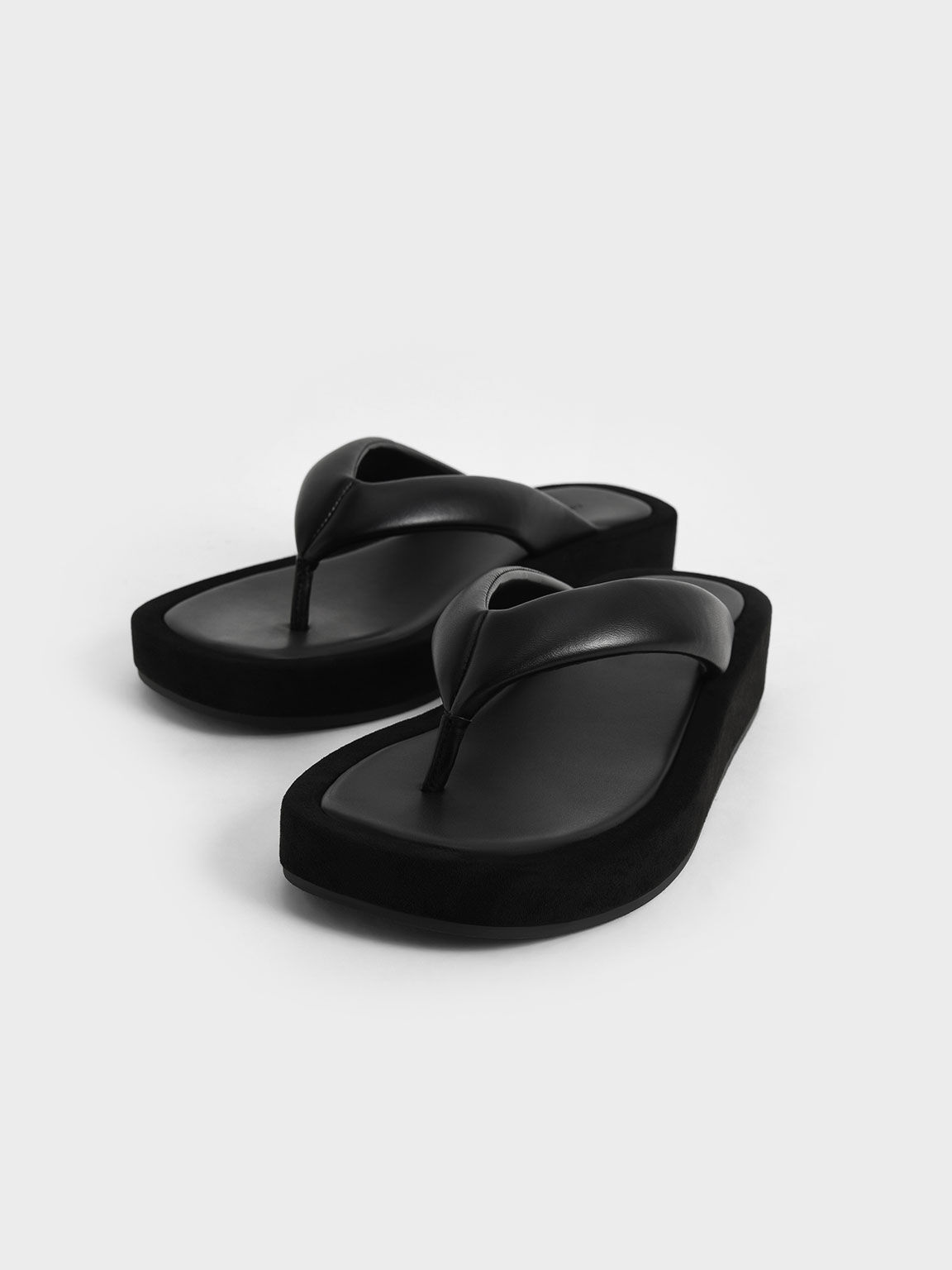 Black Padded Platform Thong Sandals CHARLES & KEITH MX