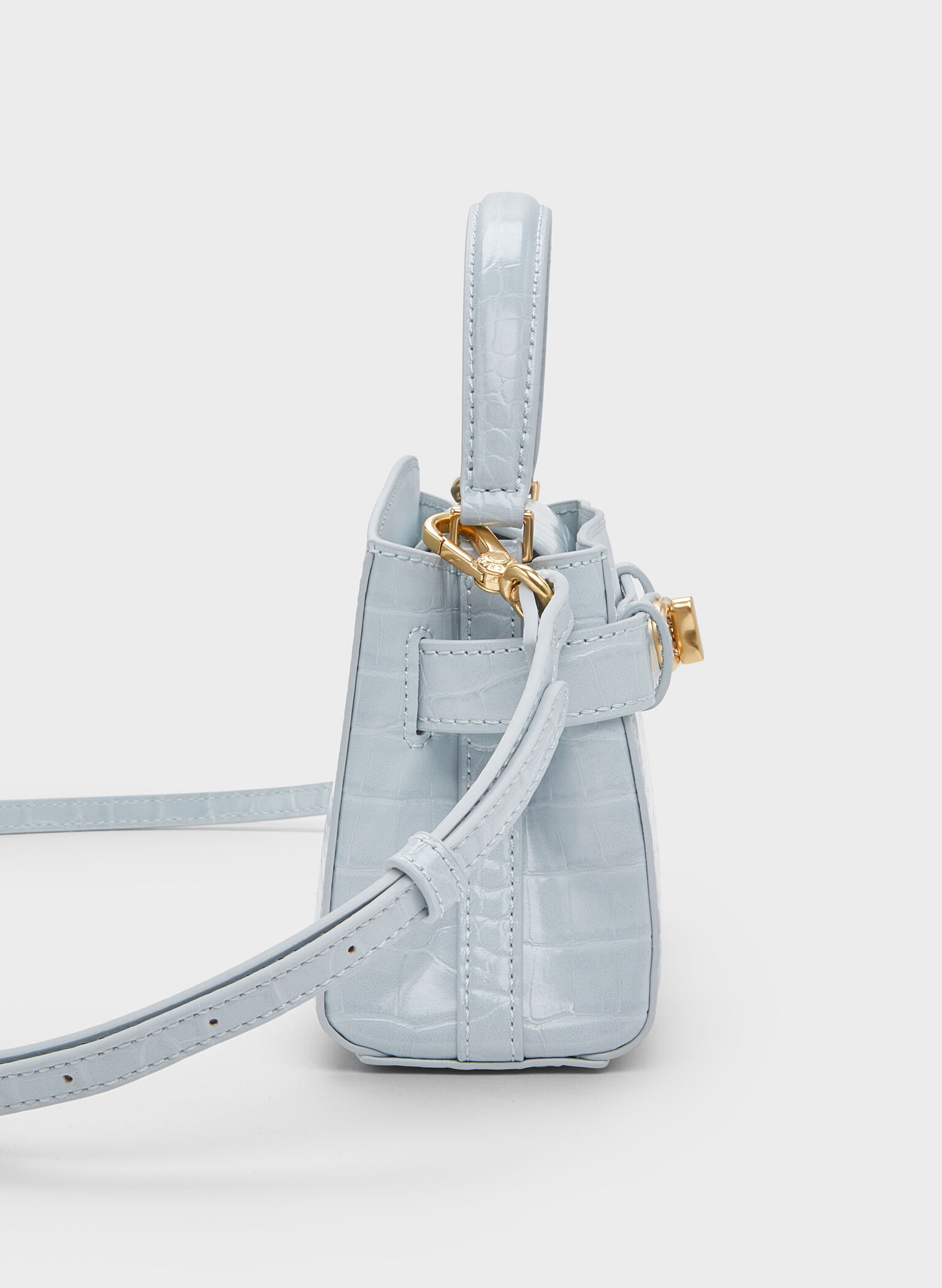 Bolso de asa superior Aubrielle efecto cocodrilo, Azul marino, hi-res