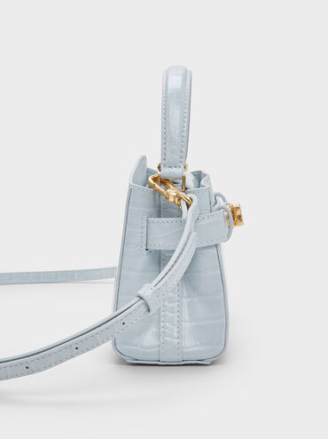 Bolso de asa superior Aubrielle efecto cocodrilo, Azul marino, hi-res