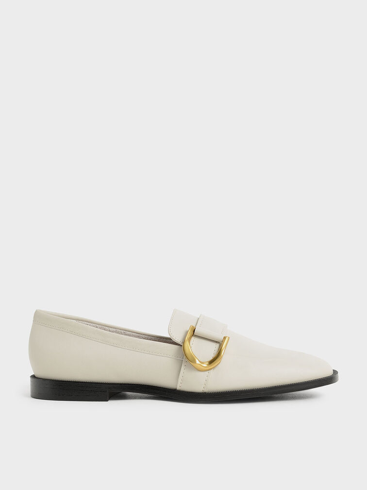 Gabine Buckled Leather Loafers​, Chalk, hi-res