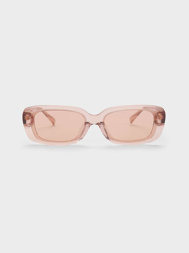 Aubrey Rectangular Recycled Acetate Sunglasses, Pink, hi-res