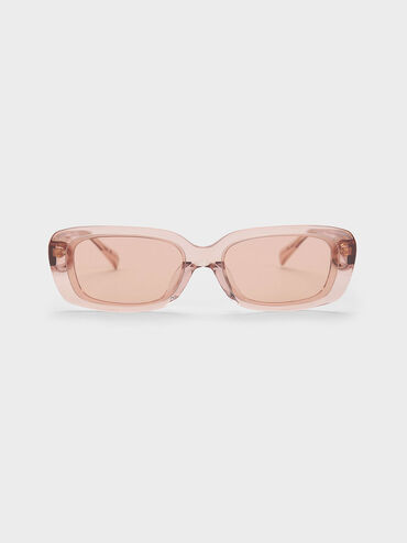 Rectangular Recycled Acetate Sunglasses, Pink, hi-res