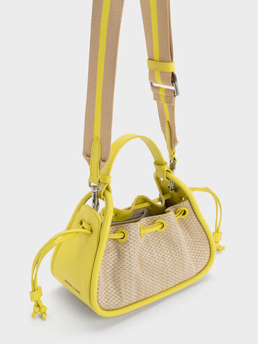 Ashby Raffia Curved Handle Bag, Yellow, hi-res