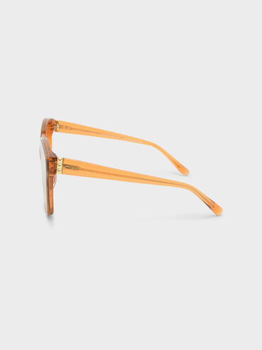 Acetate Frame Sunglasses, Orange, hi-res