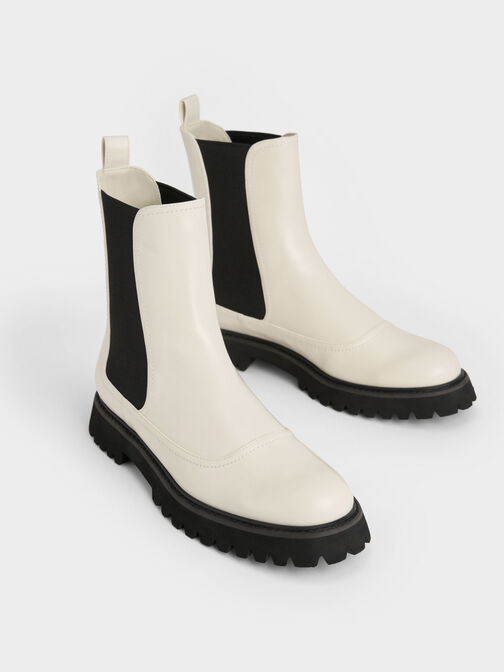 Ridged-Sole Chelsea Boots, Chalk, hi-res