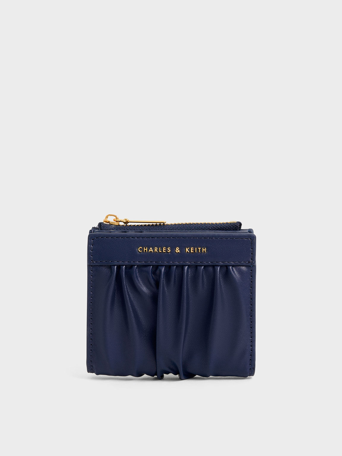 Ruched Short Wallet, Navy, hi-res