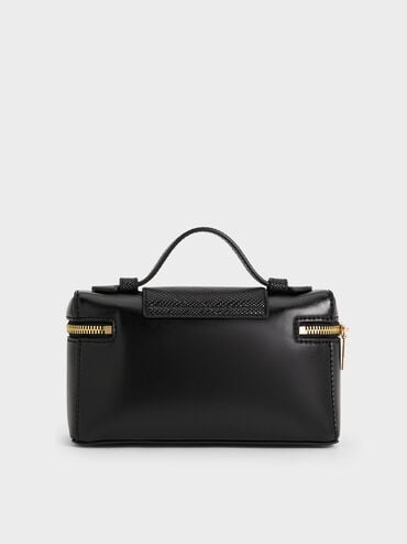 Bolso tipo vanity Arwen con asa superior, Negro, hi-res