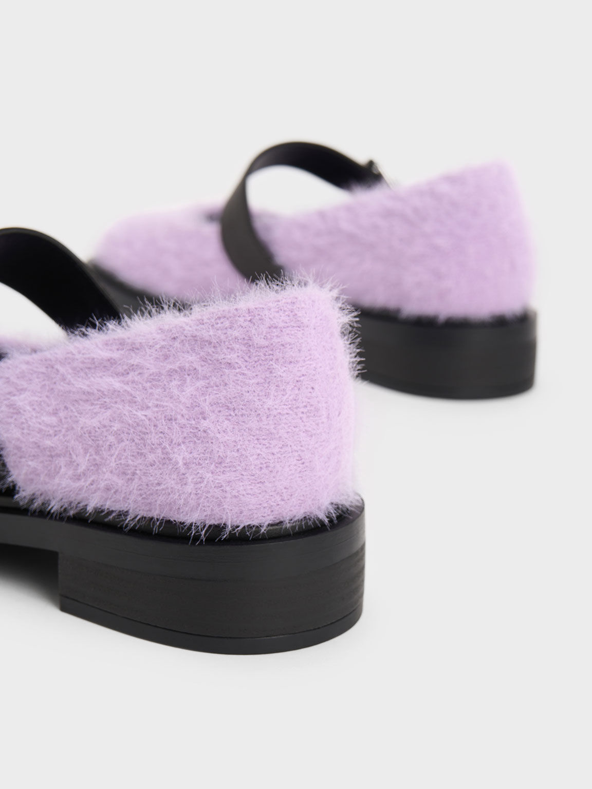 Leather Furry Mary Janes, Lilac, hi-res
