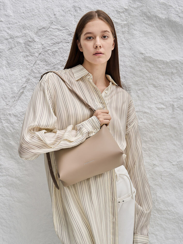 Aurelie Trapeze Hobo Bag, Taupe, hi-res