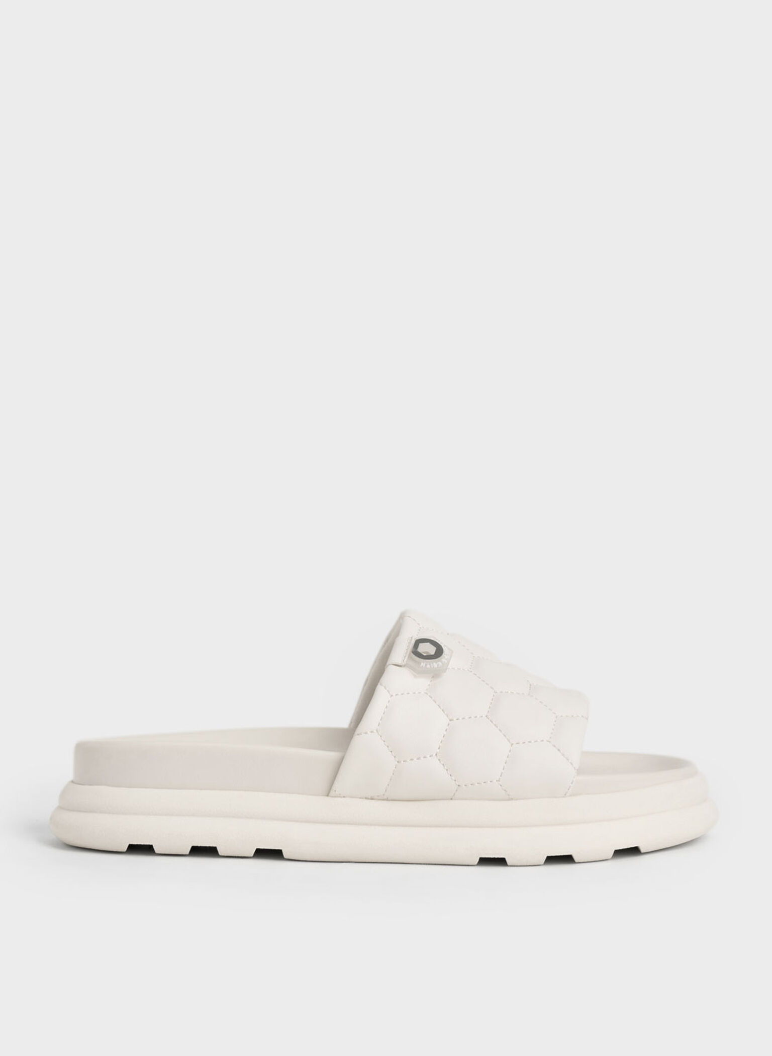 Textured Flatform Sliders, Chalk, hi-res