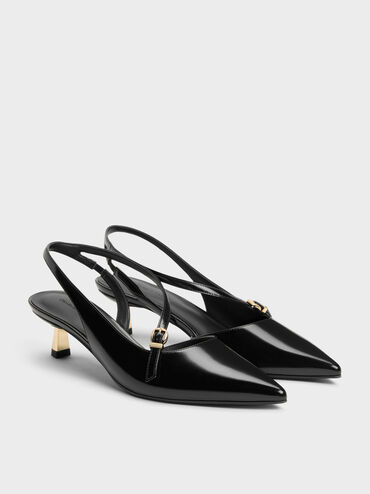 Asymmetric D'Orsay Slingback Pumps, Black Box, hi-res