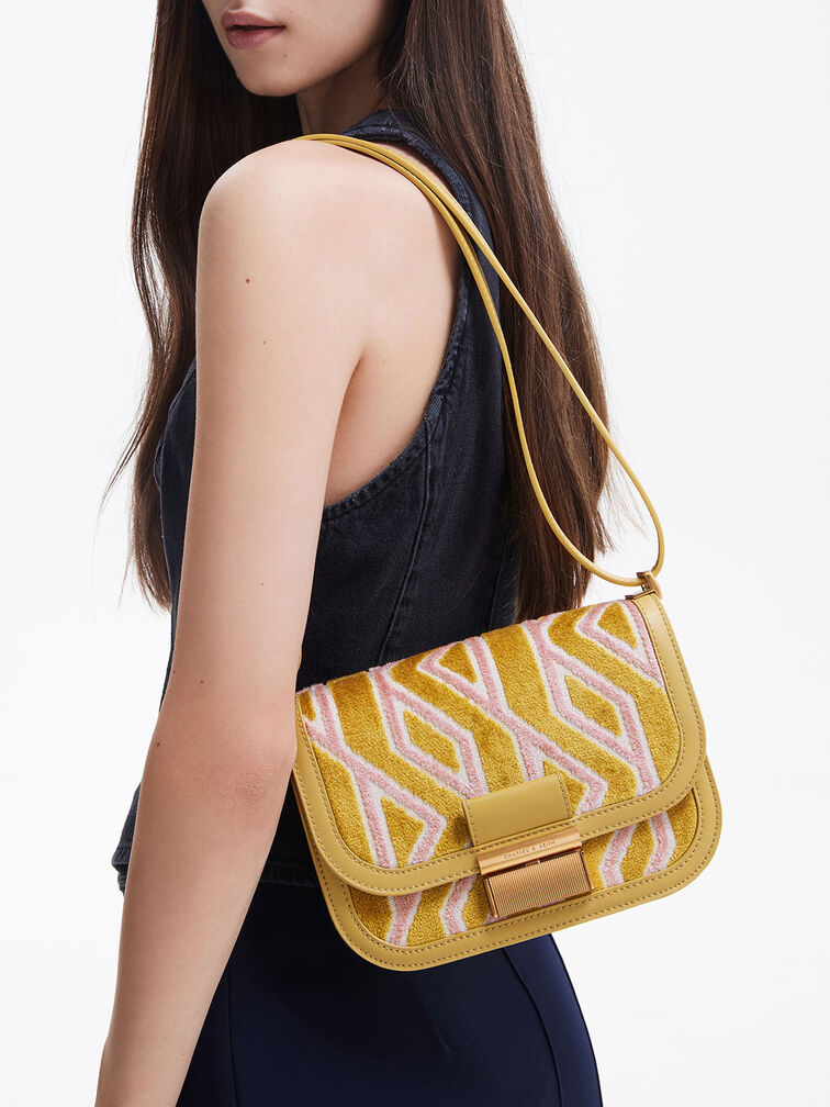 Charlot Jacquard Printed Bag, Mustard, hi-res