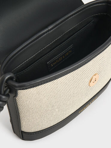 Sabine Canvas Knotted-Strap Bag, Black, hi-res