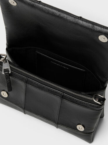 Delfina Quilted Wallet On Chain, Black, hi-res