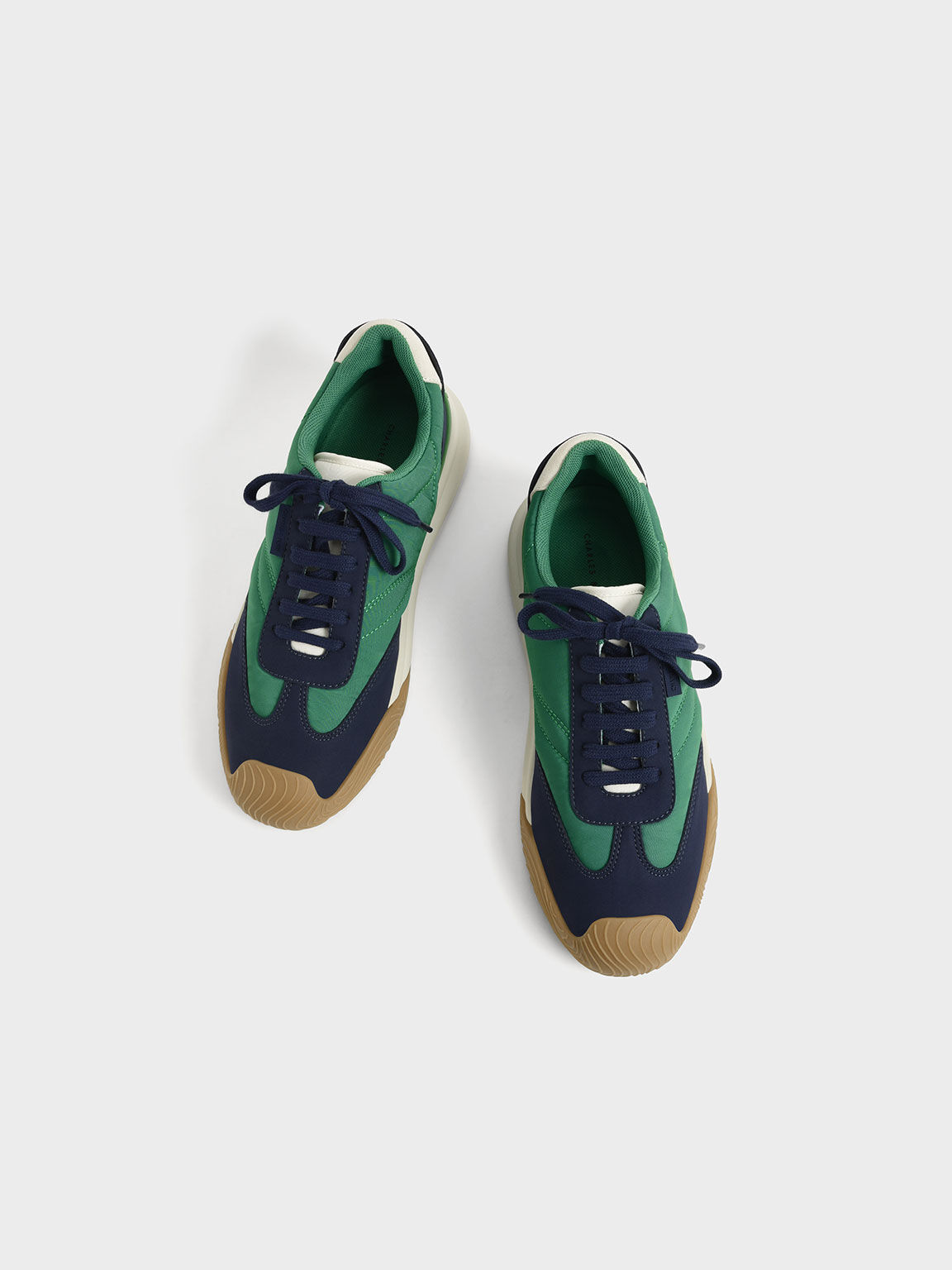 Microfibre & Nylon Low-Top Sneakers, Green, hi-res
