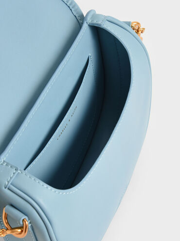 Flora Belted Saddle Bag, Blue, hi-res