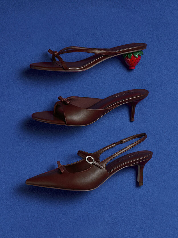 Sonali Bow Strawberry-Heel Mules, Burgundy, hi-res