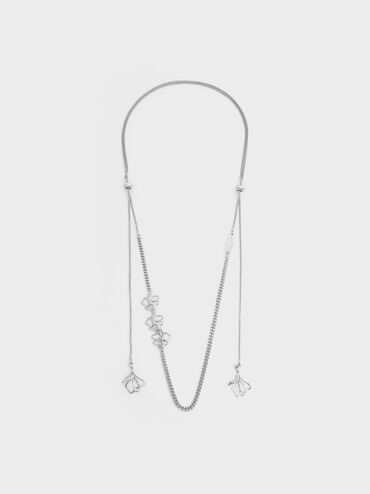 Fernley Flower Layered Necklace, Silver, hi-res