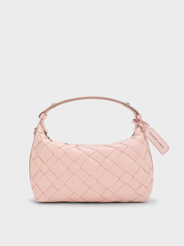 Bolso de hombro entrelazado Ivette, Rosa pálido, hi-res