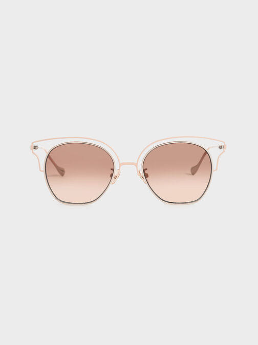 Cut-Out Tinted Sunglasses, Pink, hi-res