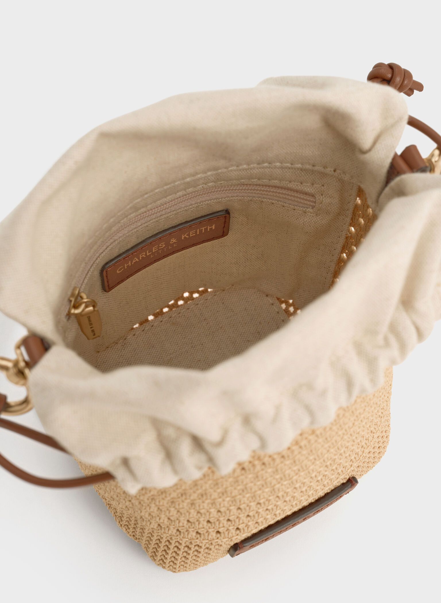 Girls' Ida Knitted Bucket Bag, Beige, hi-res